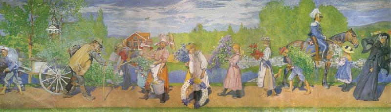 Carl Larsson Outdoors Blow the Summer Winds Sweden oil painting art